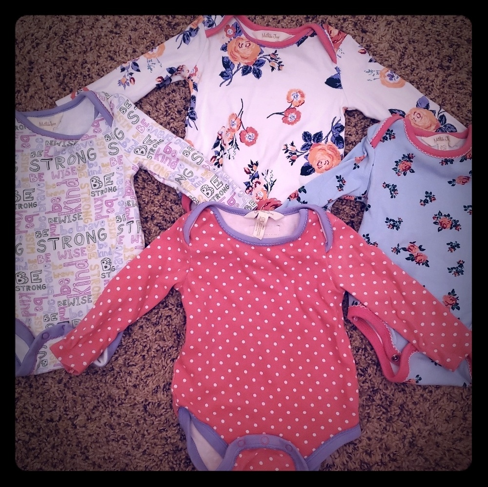 MATILDA JANE 6-12mo Onesies, Lot of Four